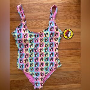 Buc-ees Womens One Piece Swimsuit - Size M NWT Pink Logo